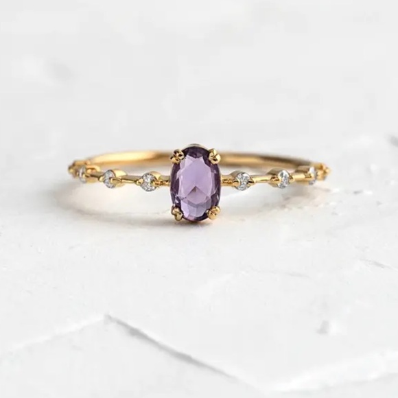 Jewelry - 🎁 Dainty Purple Crystal 925 Sterling Silver Ring